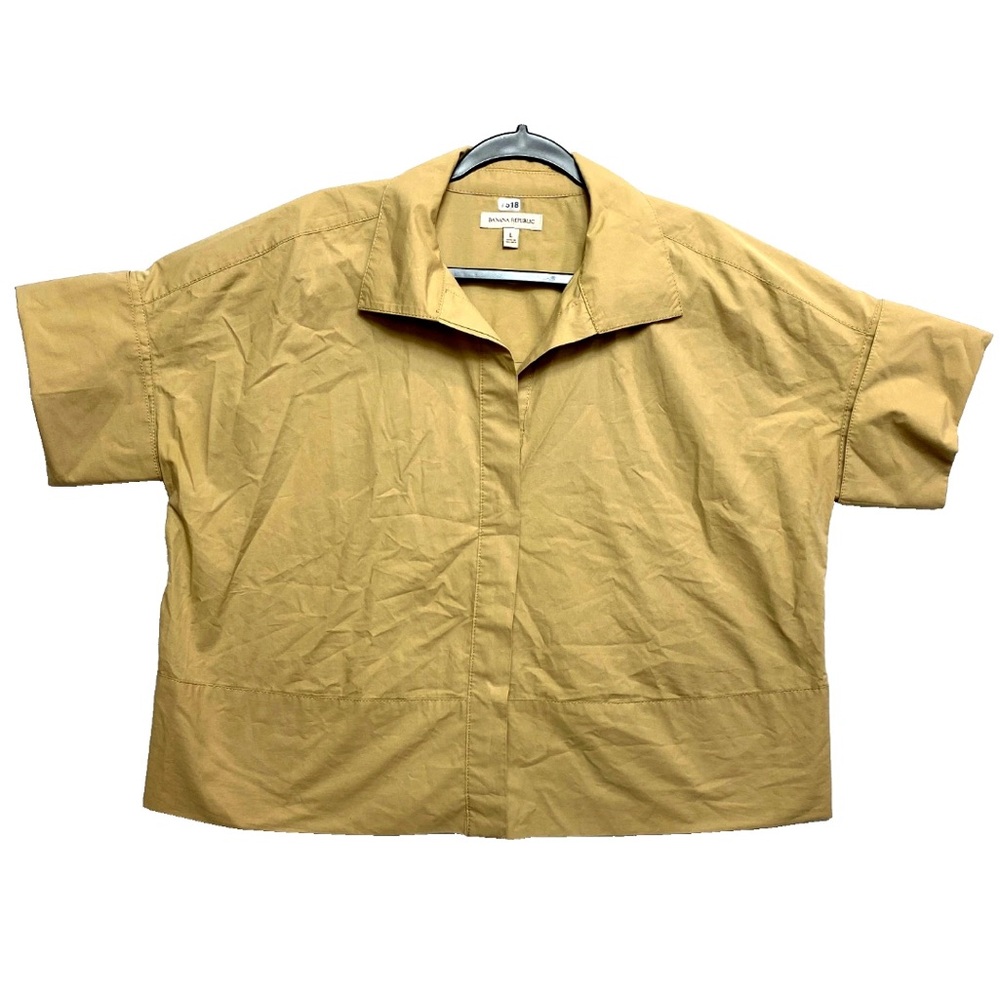 Banana Republic Shirt Womens L Tan Laurel French Cuff Button Up Top